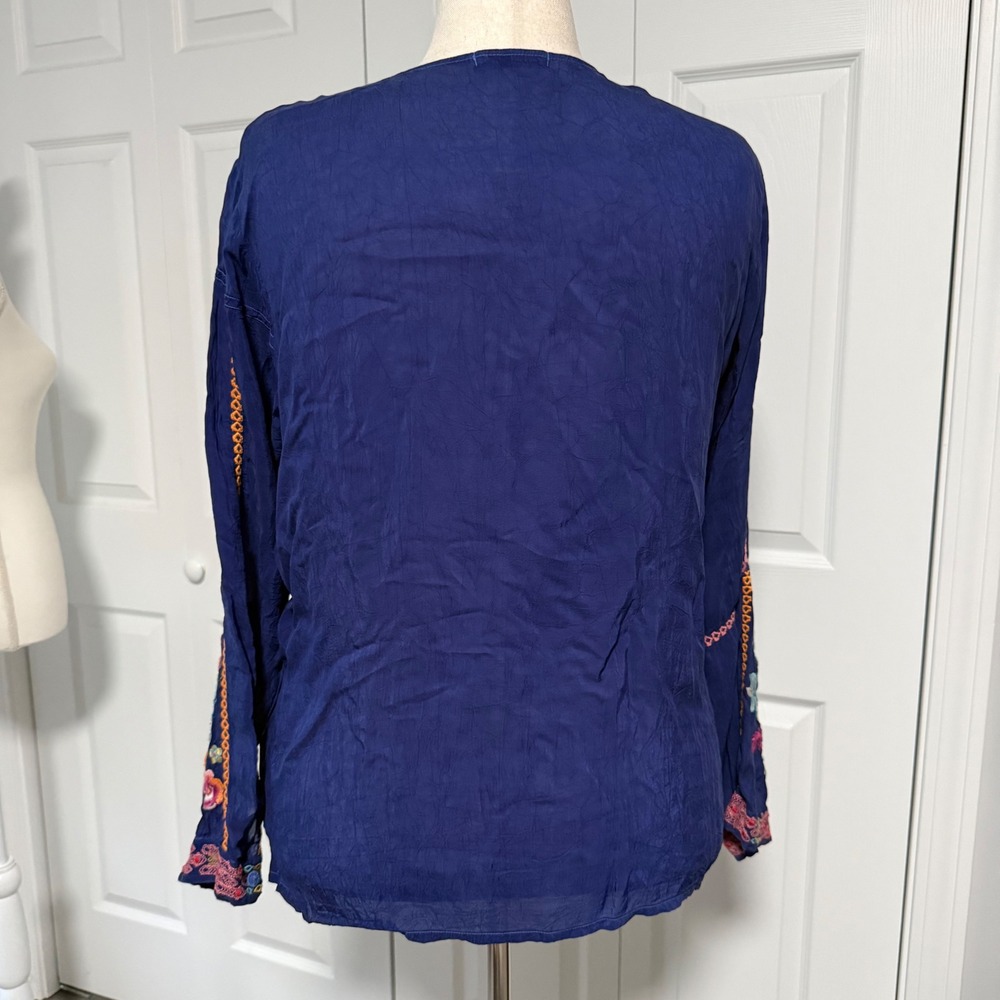 Johnny Was Catina Blouse Button Tunic Shirt Womens XL floral nature embroidered - Picture 3 of 14